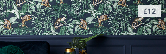 Jungle Luxe Navy Wallpaper